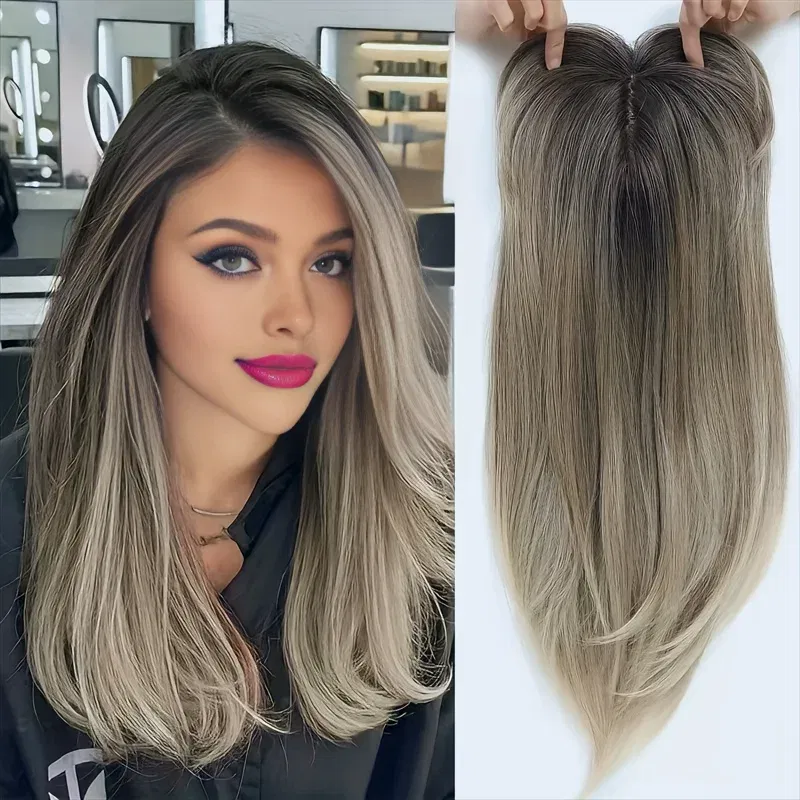 Color: #4, Stretched Length: 22inches - 22 inch top wig block hairpiece wig piece with clip ladies wig heat resistant fiber suitable for beginners daily wear