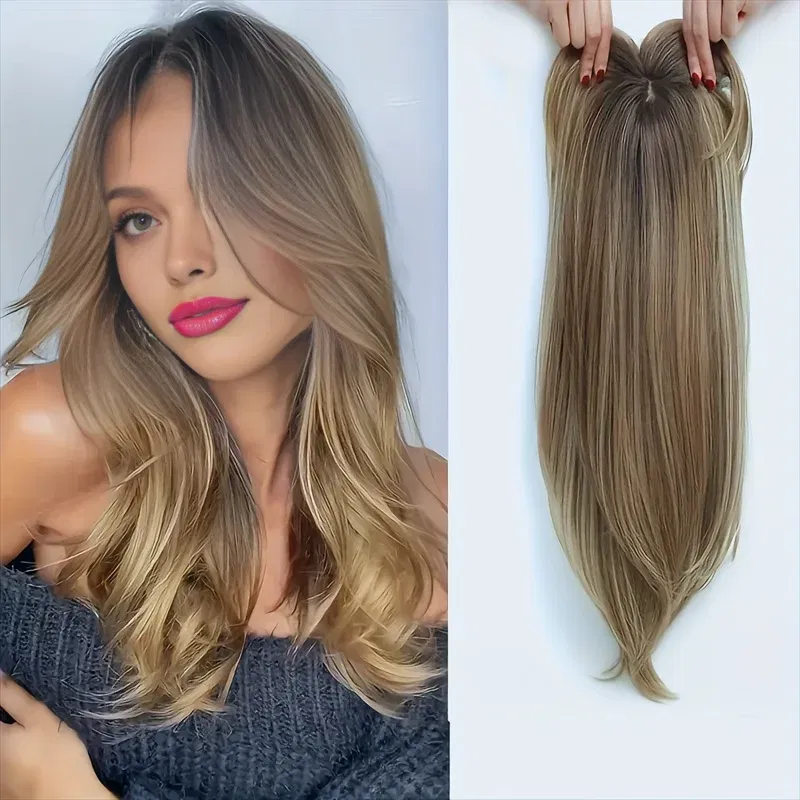 Color: #4, Stretched Length: 22inches - 22 inch top wig block hairpiece wig piece with clip ladies wig heat resistant fiber suitable for beginners daily wear