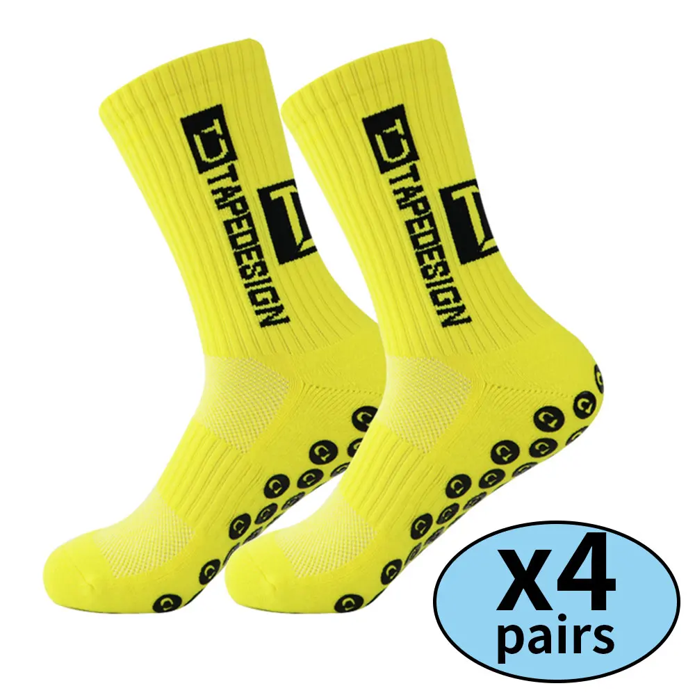 Color: GRAY - 4 pairs of new non slip football socks, basketball socks, yoga socks, sports socks, outdoor sports socks
