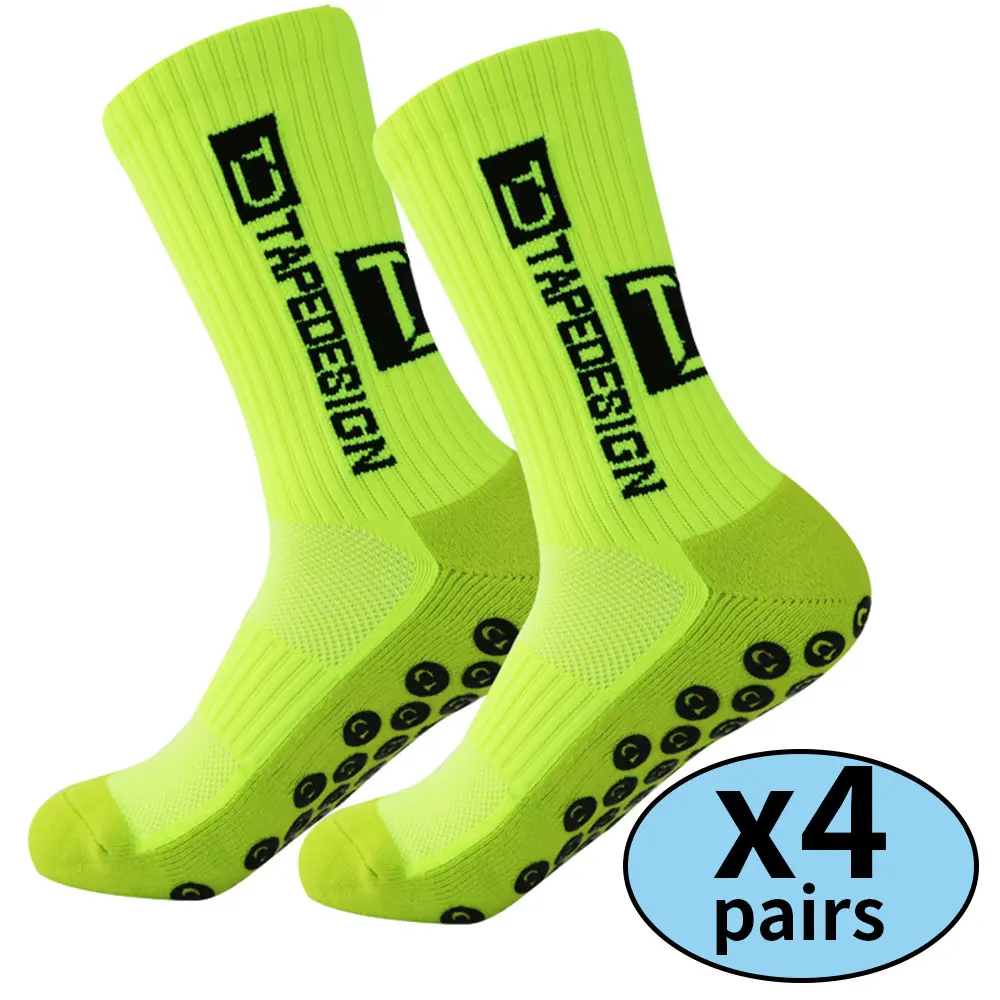 Color: GRAY - 4 pairs of new non slip football socks, basketball socks, yoga socks, sports socks, outdoor sports socks