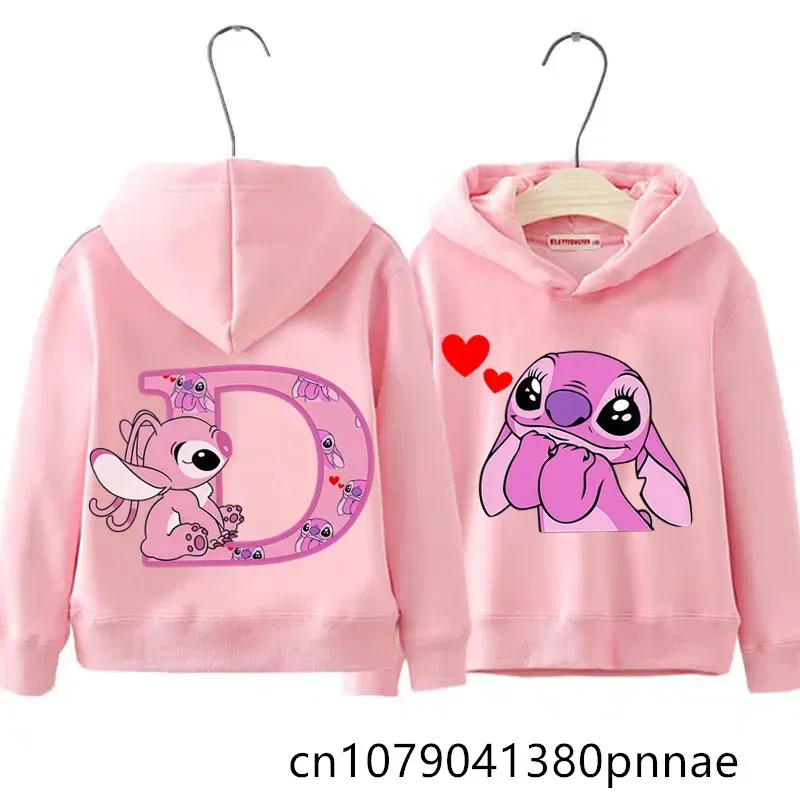 Color: PURPLE, Kid Size: 3M - Girls Boys Lilo and Stitch Sportswear Hoodies Casual Fashion Sweatshirts Angel Letter AZ Anime Autumn/Winter Hoodie Kids Hoodies