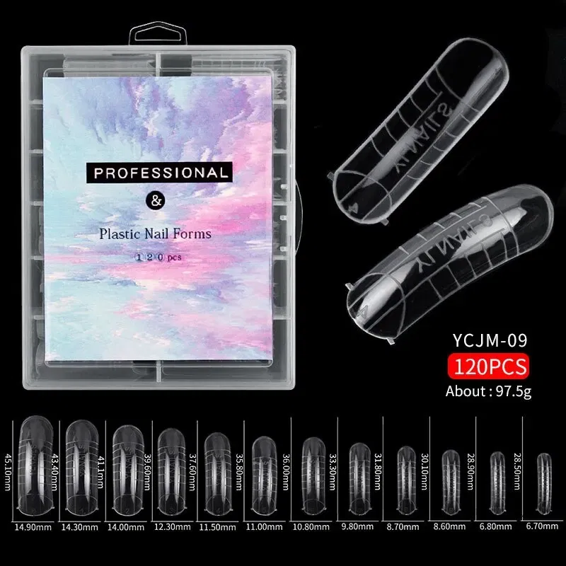 Color: MULTI - 120pcs Nail Forms Full Cover False Nails Quick Building Mold Fake Nail Shaping Extend Top Molds For Gel Salon Manicure Art