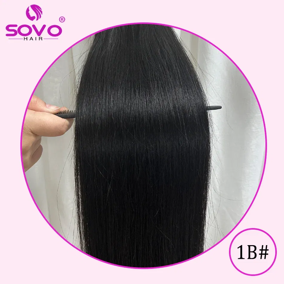 Color: #1B, Length: 10inches - SOVO Clip In Hair Extensions Human Hair 3 Pieces Bone Straight Clip Ins Hair Extension 60-90G Real Natural European Hair 12-26"