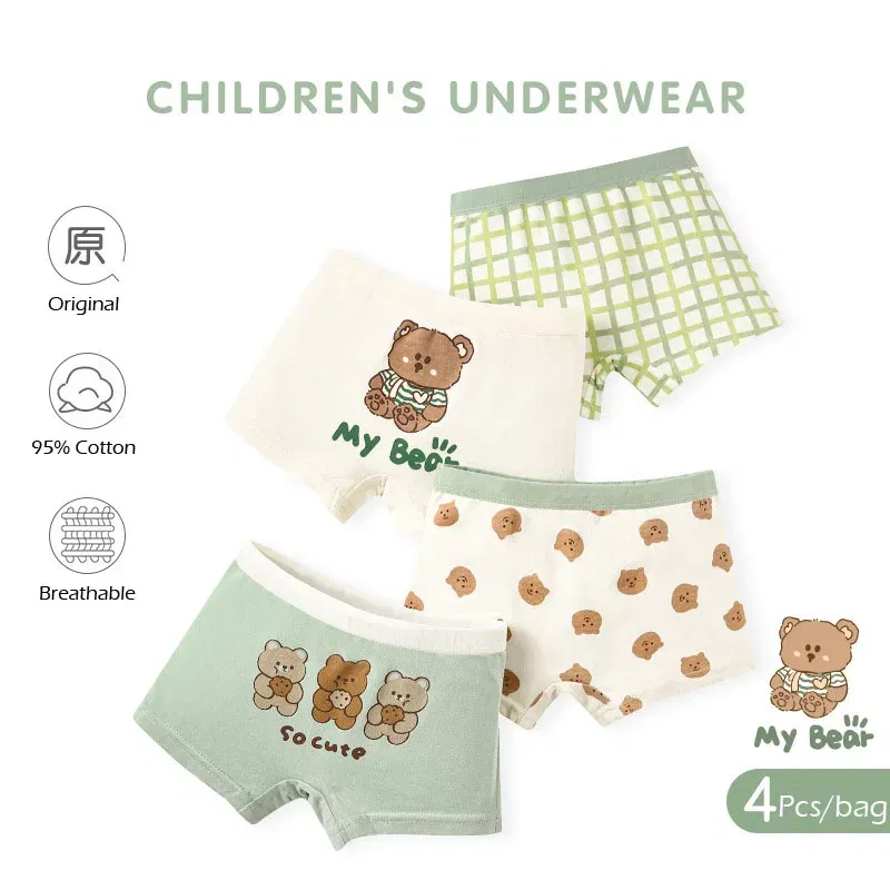 Color: Blue, Kid Size: 3T - Kids Boys Underwear Spring Newest Baby Underpants Children 4pcs Cotton Briefs Boys Boxer Shorts Baby Underwear