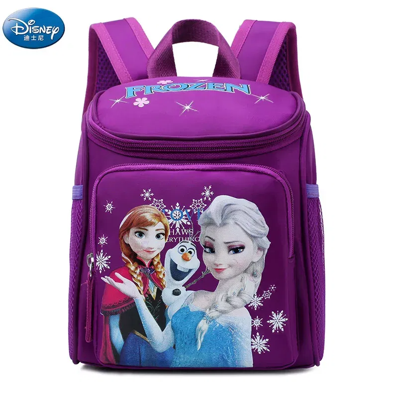 Color: black - Disney New girls frozen elsa anna princess Plush Backpacks kids School Bag Breathable kindergarten backpack