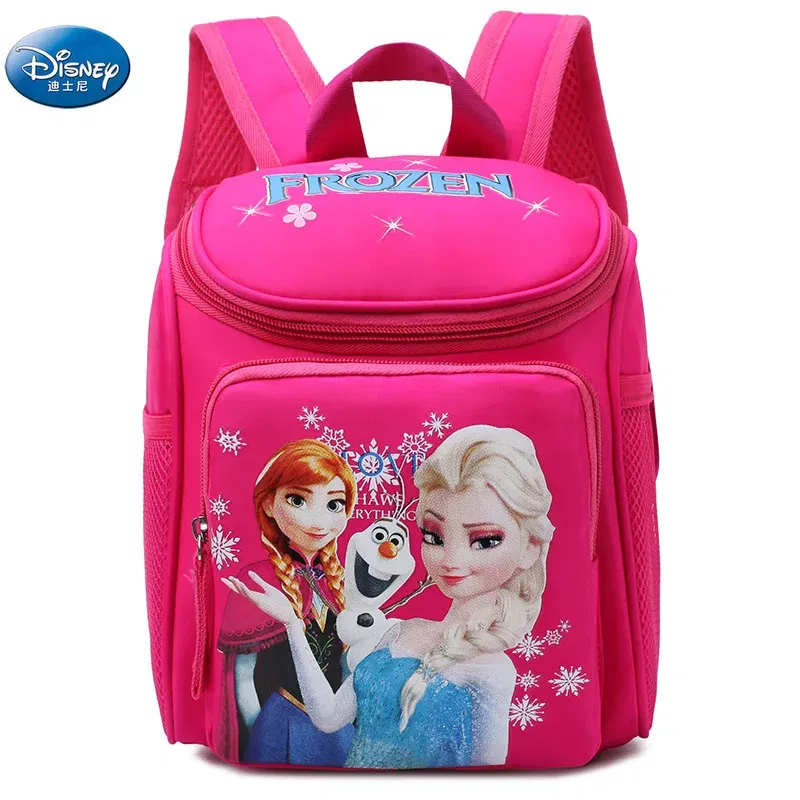 Color: black - Disney New girls frozen elsa anna princess Plush Backpacks kids School Bag Breathable kindergarten backpack