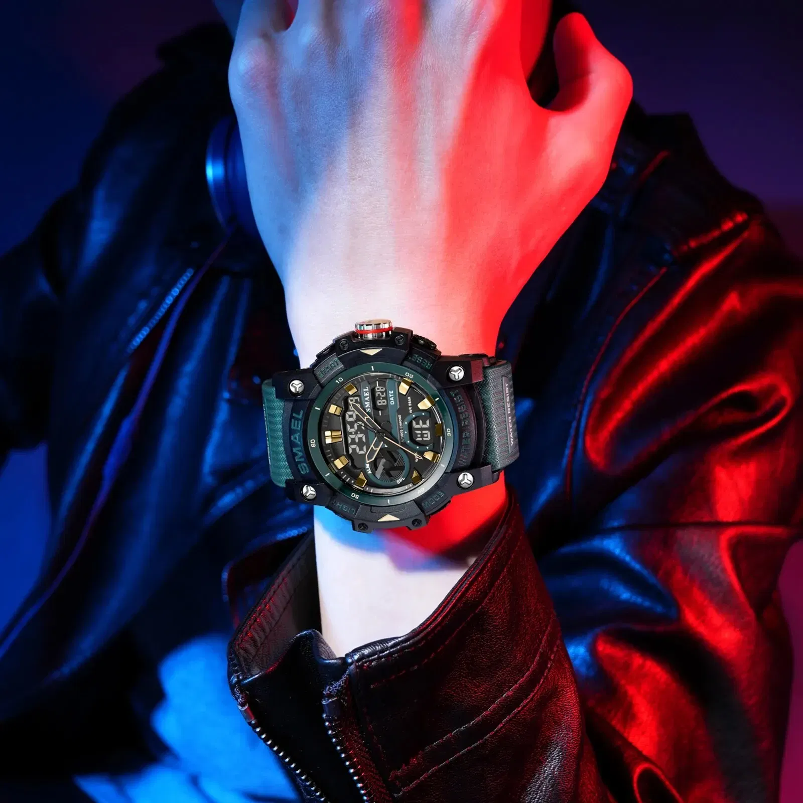 Color: grey - SMAEL Sport Watches Waterproof Digital LED Display Analog Alarm Clock 8086 Young Fashion Quartz Wristwatches