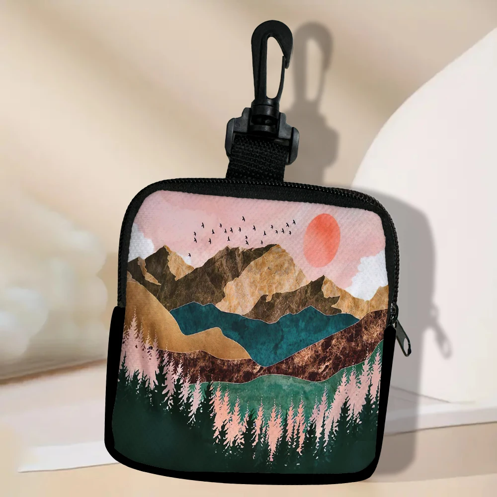 Color: Brown - Mountain Forest Sunset Fashion Coin Purse Woman Small Change Money Bags Holder Wallet Mini Pouch Souvenir 8.1