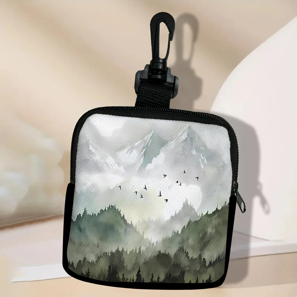 Color: Brown - Mountain Forest Sunset Fashion Coin Purse Woman Small Change Money Bags Holder Wallet Mini Pouch Souvenir 8.1