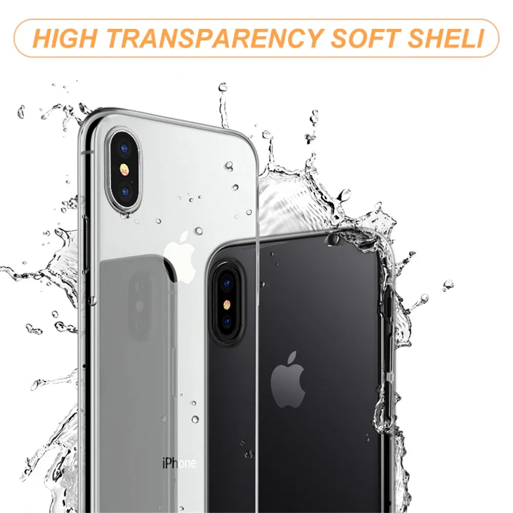 Material: ABS - Transparent Soft Case For iPhone 11 12 13 Mini 15 14 Pro XS Max Clear Silicone Case For iphone X XR 8 7 Plus SE 2020 Back Cover