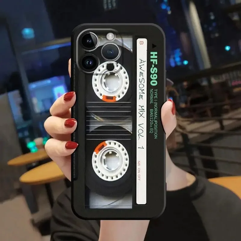 Color: SKY BLUE, Material: leather - Magnetic Radio Tape Cassette Pattern Phone Case For Samsung Galaxy S10 S20 S21 S22 S23 S24 FE Plus Ultra Note 20 Phone Cover