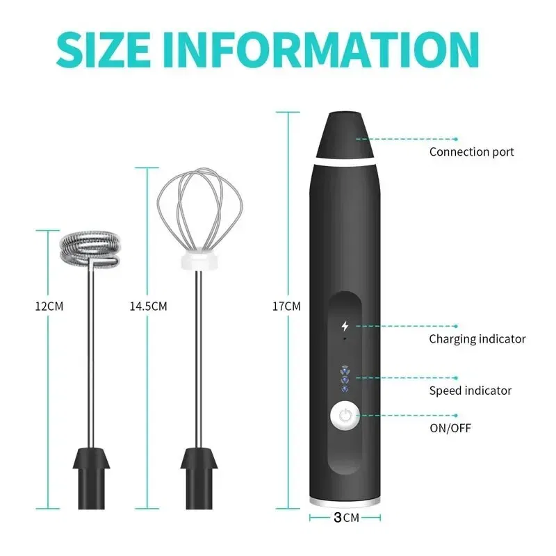 Color: Light Grey - Portable Electric Milk Frothers Handheld Blender USB Mini Coffee Maker Whisk Mixer Cappuccino Cream Egg Beater Food Blender
