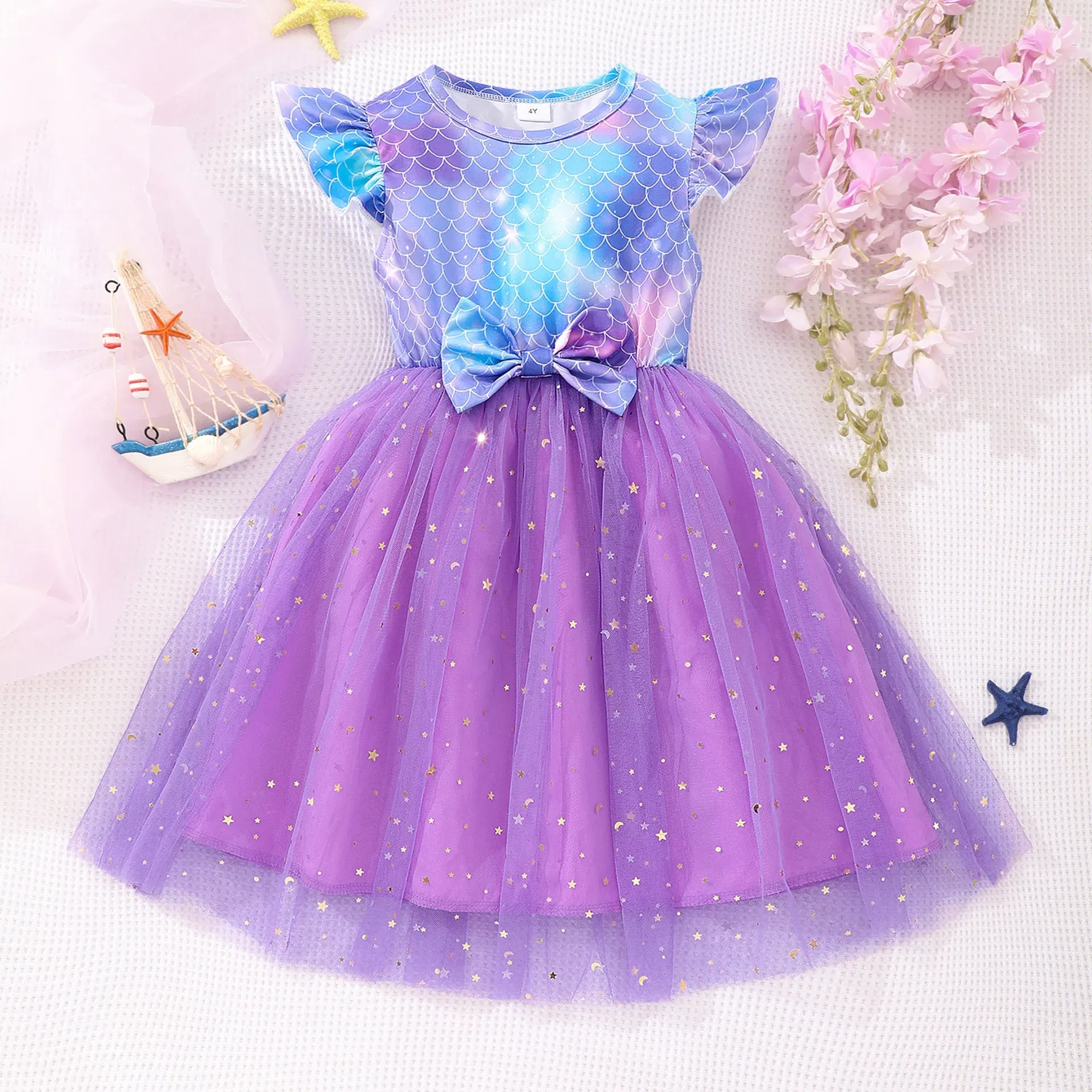 Color: Blue, Size: One Size, Ships From: CHINA, Height: 158 - KPop Demon Hunter Christmas Princess Dress Girl Fashion Casual Autumn Butterfly Dress Wedding Birthday Party Dress Gift Clothes