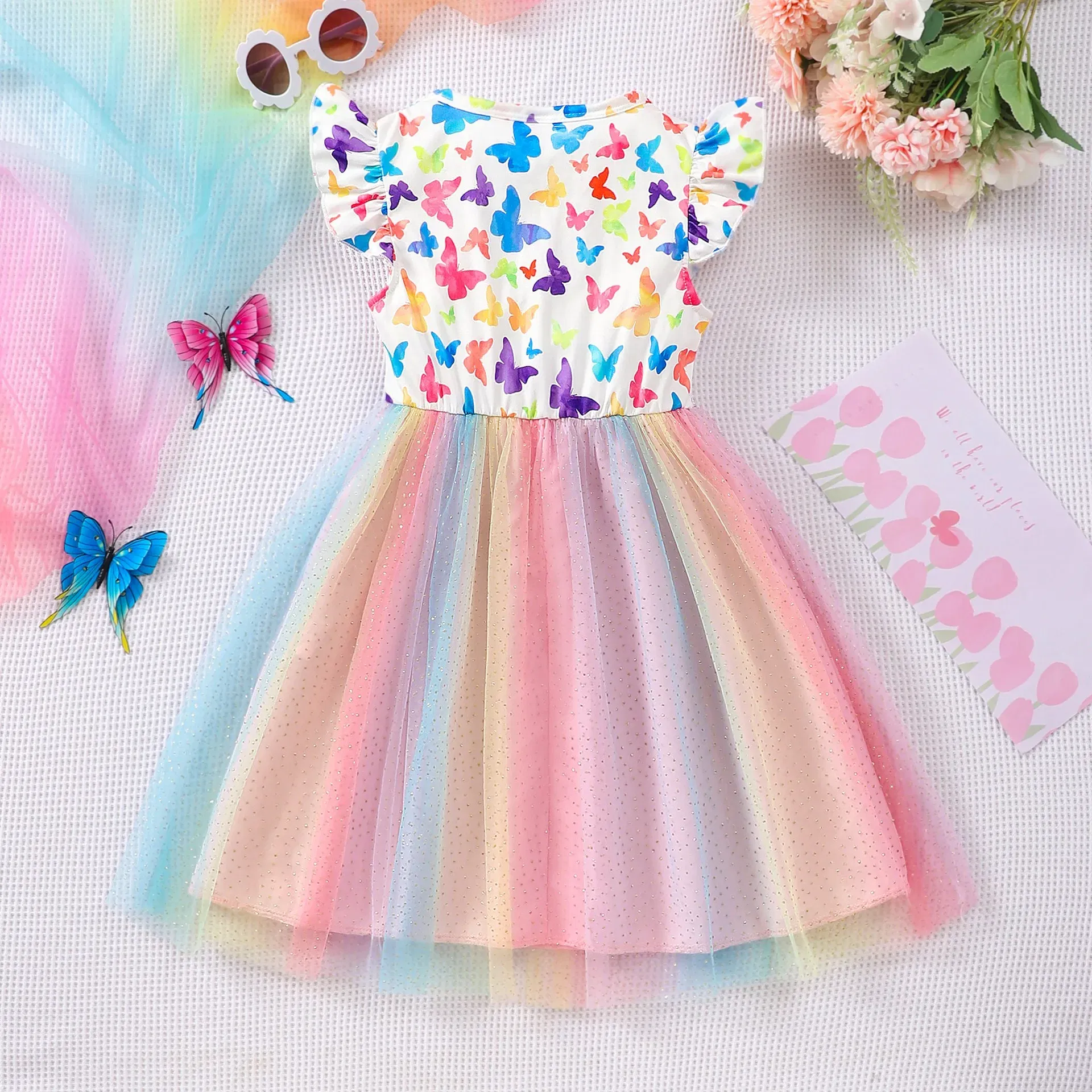 Color: Blue, Size: One Size, Ships From: CHINA, Height: 158 - KPop Demon Hunter Christmas Princess Dress Girl Fashion Casual Autumn Butterfly Dress Wedding Birthday Party Dress Gift Clothes