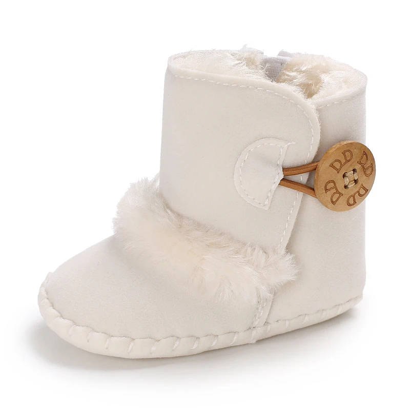 Color: Dark Grey, Baby Age: 0-6 Months - 2022 Baby Autumn Winter Boots Baby Girl Boys Winter Warm Shoes Solid Fashion Toddler Fuzzy Balls First Walkers Kid Shoes 0-18M