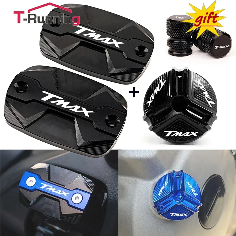 Color: Black - For YAMAHA TMAX 530 500 560 TMax530 SX DX TECH MAX Accessories Motorcycle Brake Oil Fluid Cap Master Cylinder Reservoir Cover