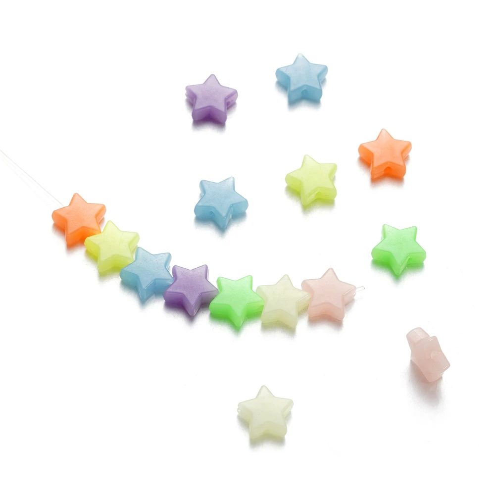 Color: PURPLE, Item Diameter: 2mm - 50Pcs Luminous Star Beads Heart Shape Acrylic Beads Loose Spacer Beads for Jewelry Making DIY Bracelet Necklace Accessories