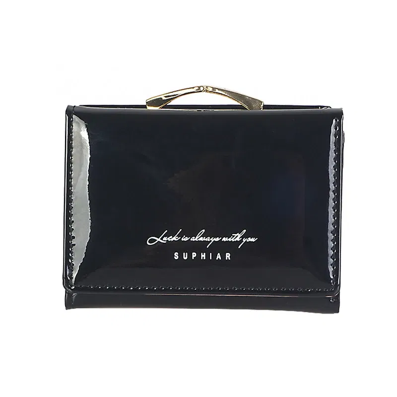 Color: black - Women'sWallets Fashion Rainbow Credit Card Holder Purses with Coin Pocket for Women Portable Short PU Leather Cute Wallet