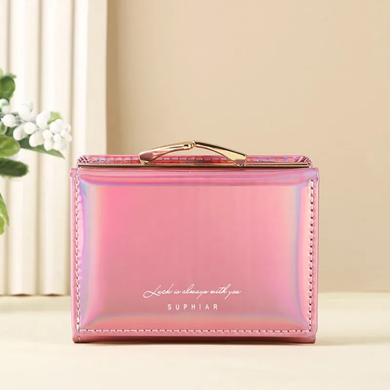 Color: black - Women'sWallets Fashion Rainbow Credit Card Holder Purses with Coin Pocket for Women Portable Short PU Leather Cute Wallet