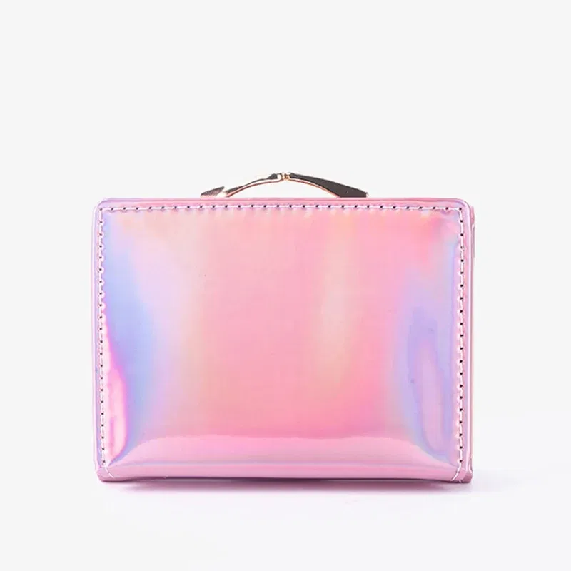 Color: black - Women'sWallets Fashion Rainbow Credit Card Holder Purses with Coin Pocket for Women Portable Short PU Leather Cute Wallet