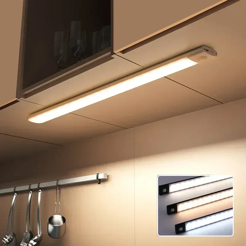 Emitting Color: Orange - Under Cabinet Lights LED Motion Sensor Night Light Thin Rechargeable Dimmable Lamps Kitchen Cabinet Bedroom Wardrobe Lighting
