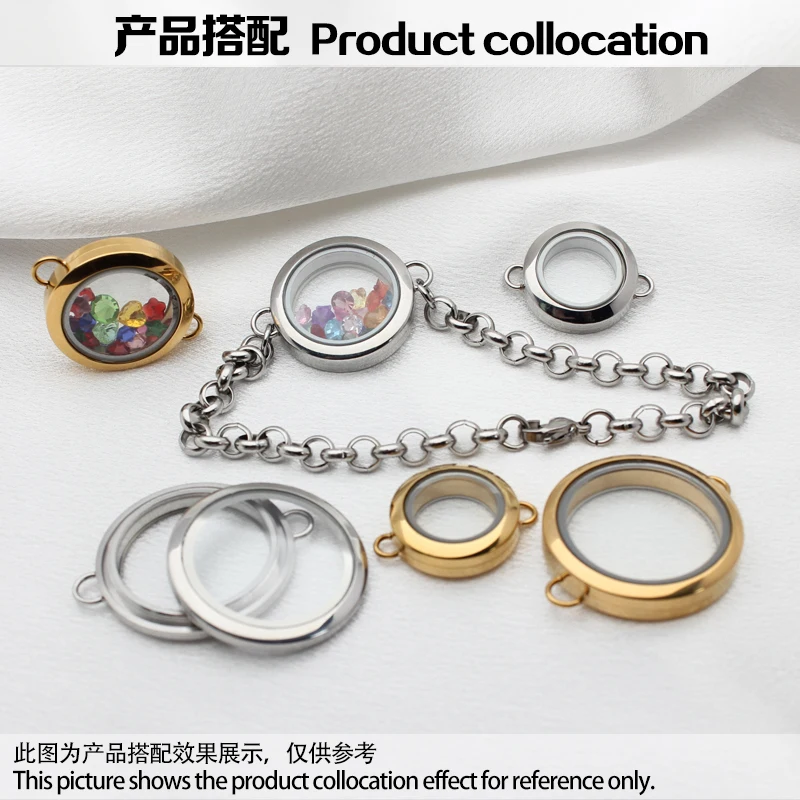Metal Color: Green Dragonly - 1pc 20mm 25mm 30mm Stainless Steel Floating Locket Glass Memory twist Locket silver gold color For Bracelet Jewelry Making