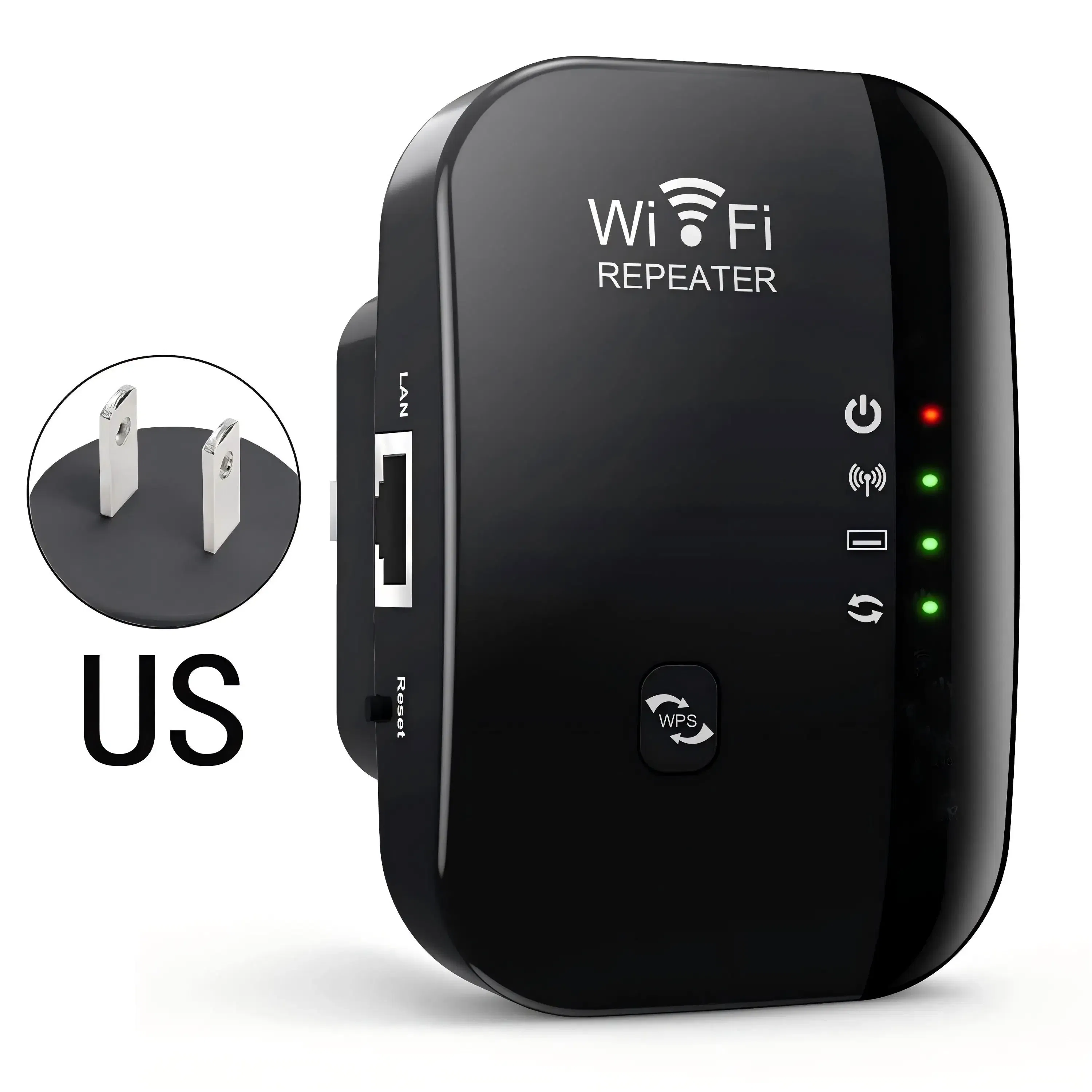 Color: GRAY - Wifi Repeater Wireless Signal Amplifier Extended Network Enhancer EU US Home Router 300m Thro