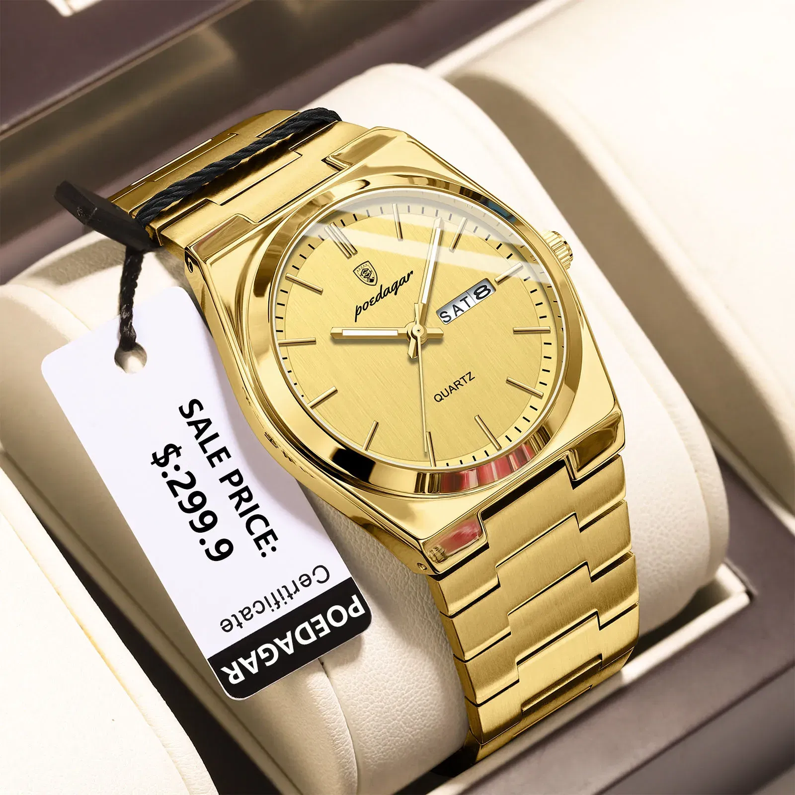 Color: Silver - POEDAGAR Luxury Watch For Man Waterproof Luminous Date Week Stainless Steel Men Watch Casual Quartz Men's Watches Male Clock+box