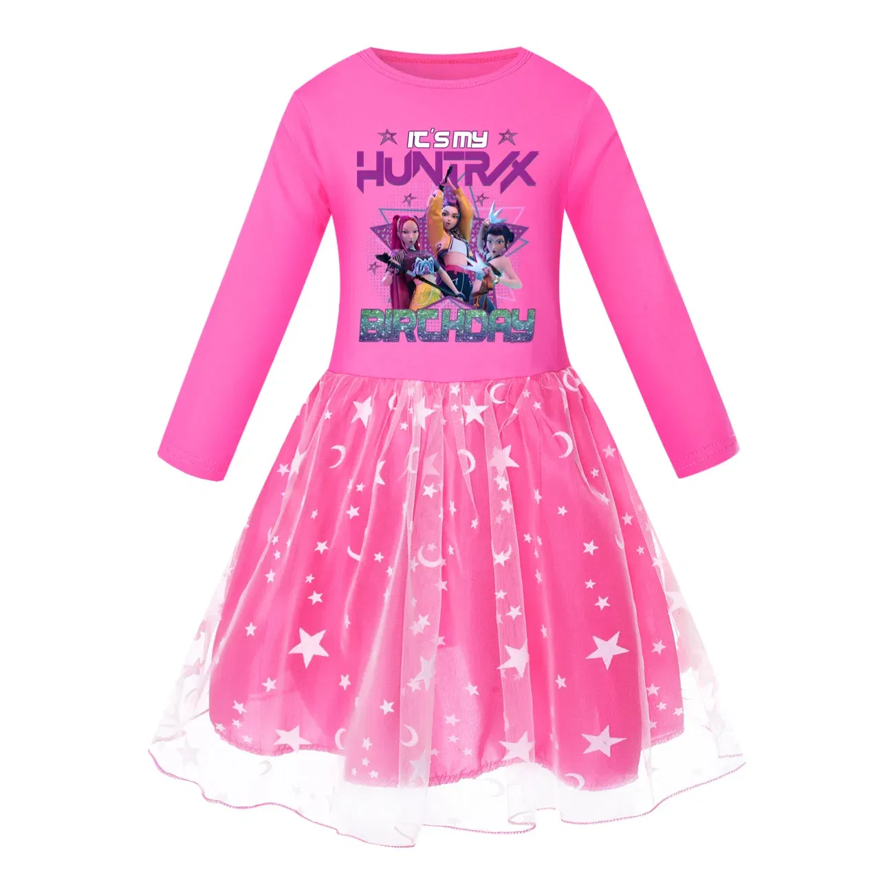 Color: Khaki, Kid Size: 3T - KPop Demon Hunters Kids Clothes Long Slevess Dresses Cotton Rainbow Full Dress Teen Fashion Girl's Clothing Party Clothes 5001