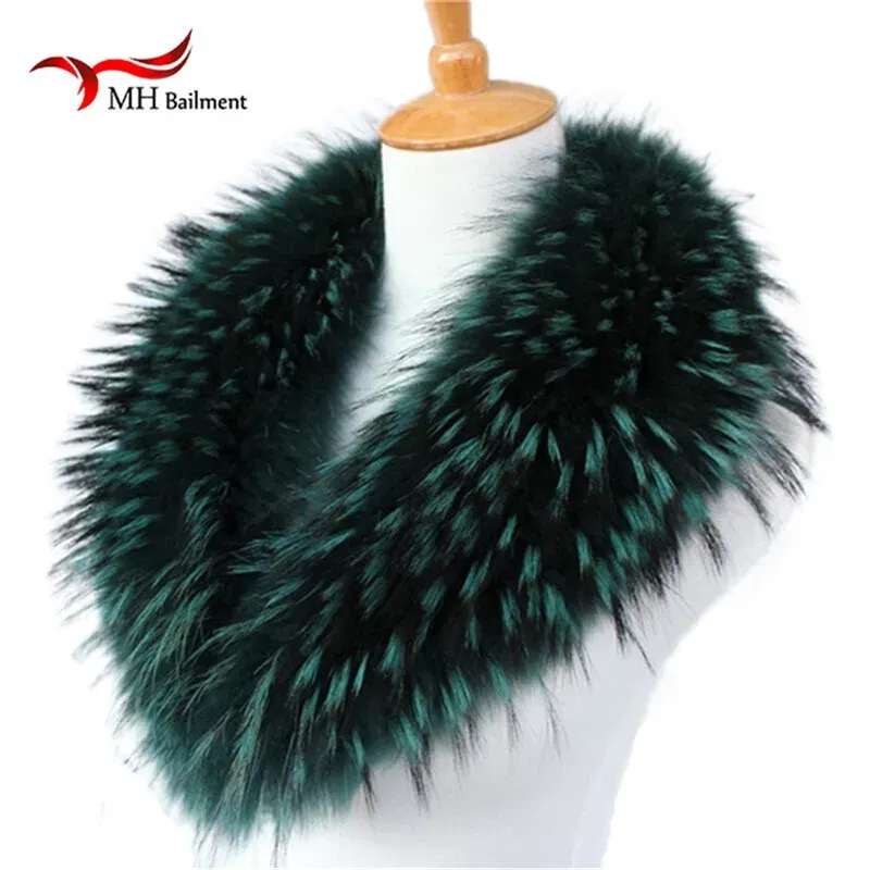 Color: black, Size: S - Real Raccoon Fur Scarves Woman 100% Pure Natural Raccoon Fur Collar Warm Winter Scarves Red Fox Fur Collar L#1