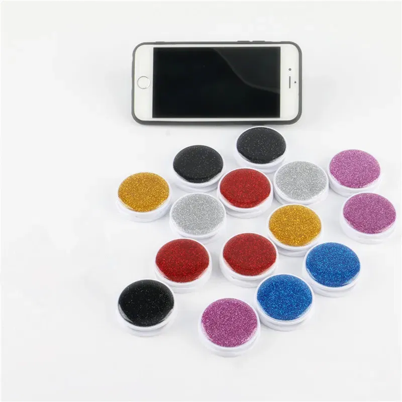 Color: black - 1pcs Cell Phone Bracket Houder Universal Quicksand Glitter Expanding Smartphone Holder Grip Stand For iPhone X XS 8 7 6 Plus