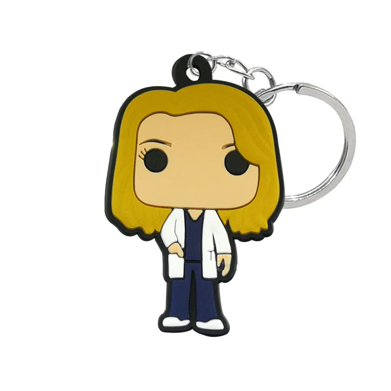 Color: WHITE - 1PCS PVC Rubber Key Ring Classic Anime Figure Mold Doctor Shape Petty Mini Key Holder Accessories Charms Fit Kid Gift Trinkets