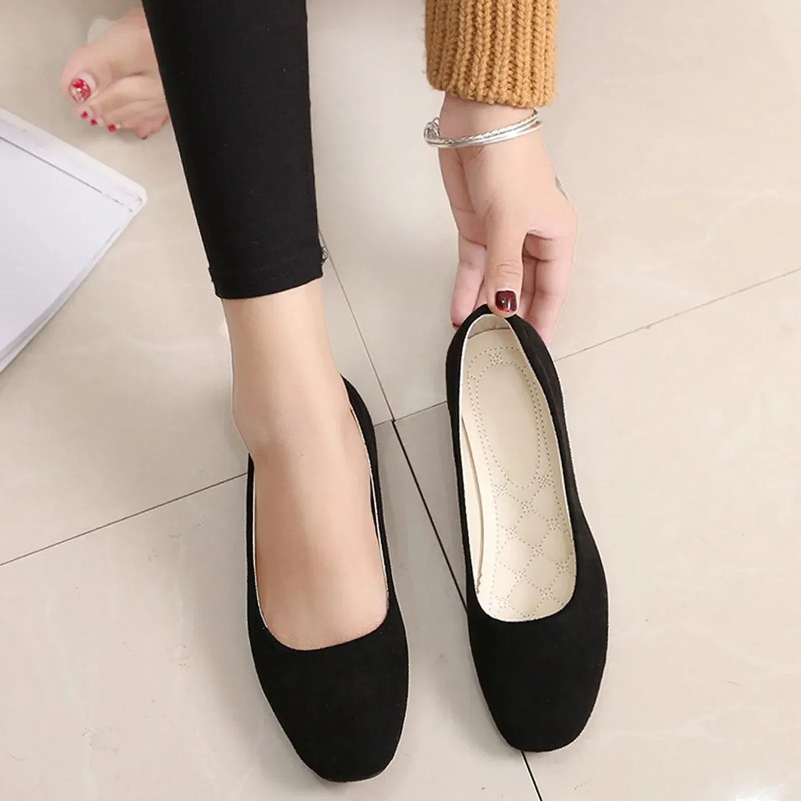 Shoe Size: 43, Color: black - Women Ladies Slip On Flat Shoes Sandals Casual Ballerina Shoes Size Women'S Solid Color Thin Sole Casual Shoes