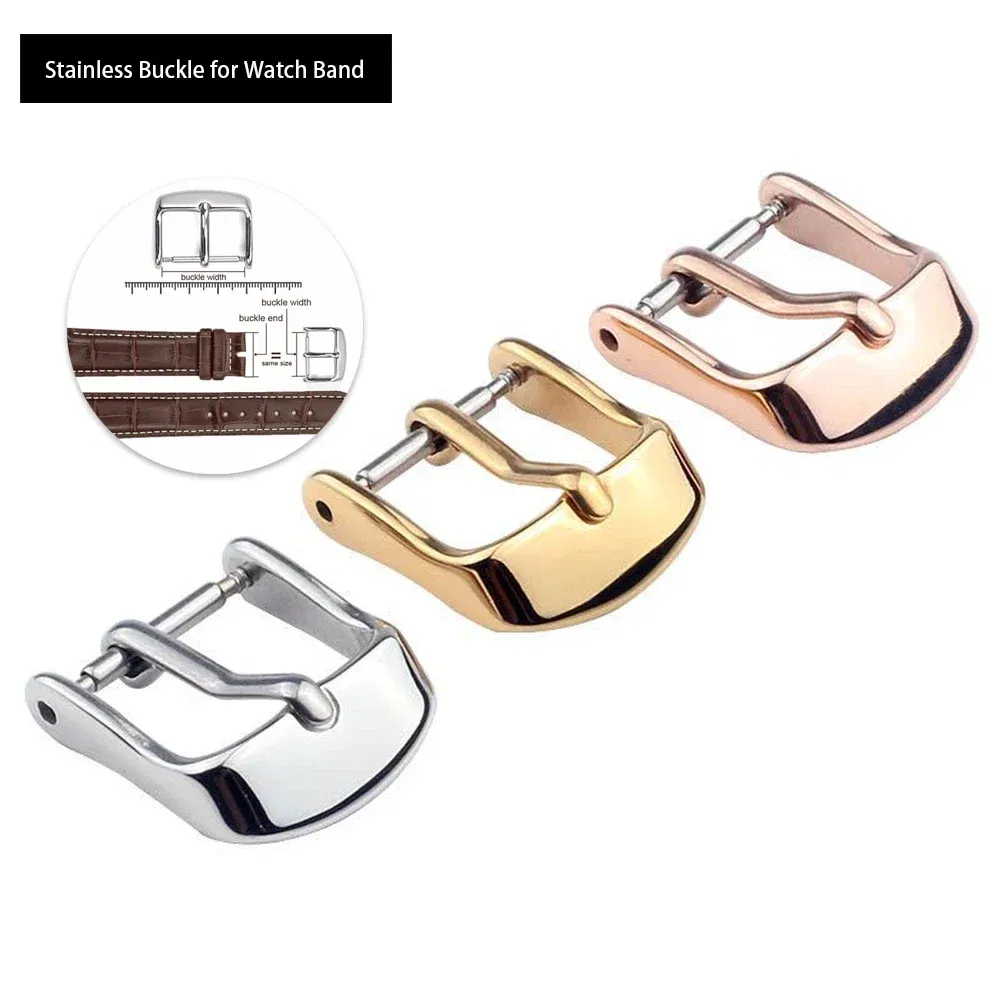 Band Color: Black Gray, Band Width: 20mm, Ships From: CHINA - Stainless Steel Watch Buckle for Leather Strap Pin Buckle Strap Buckle Gold Silver Rose Gold Strap Button Accessories