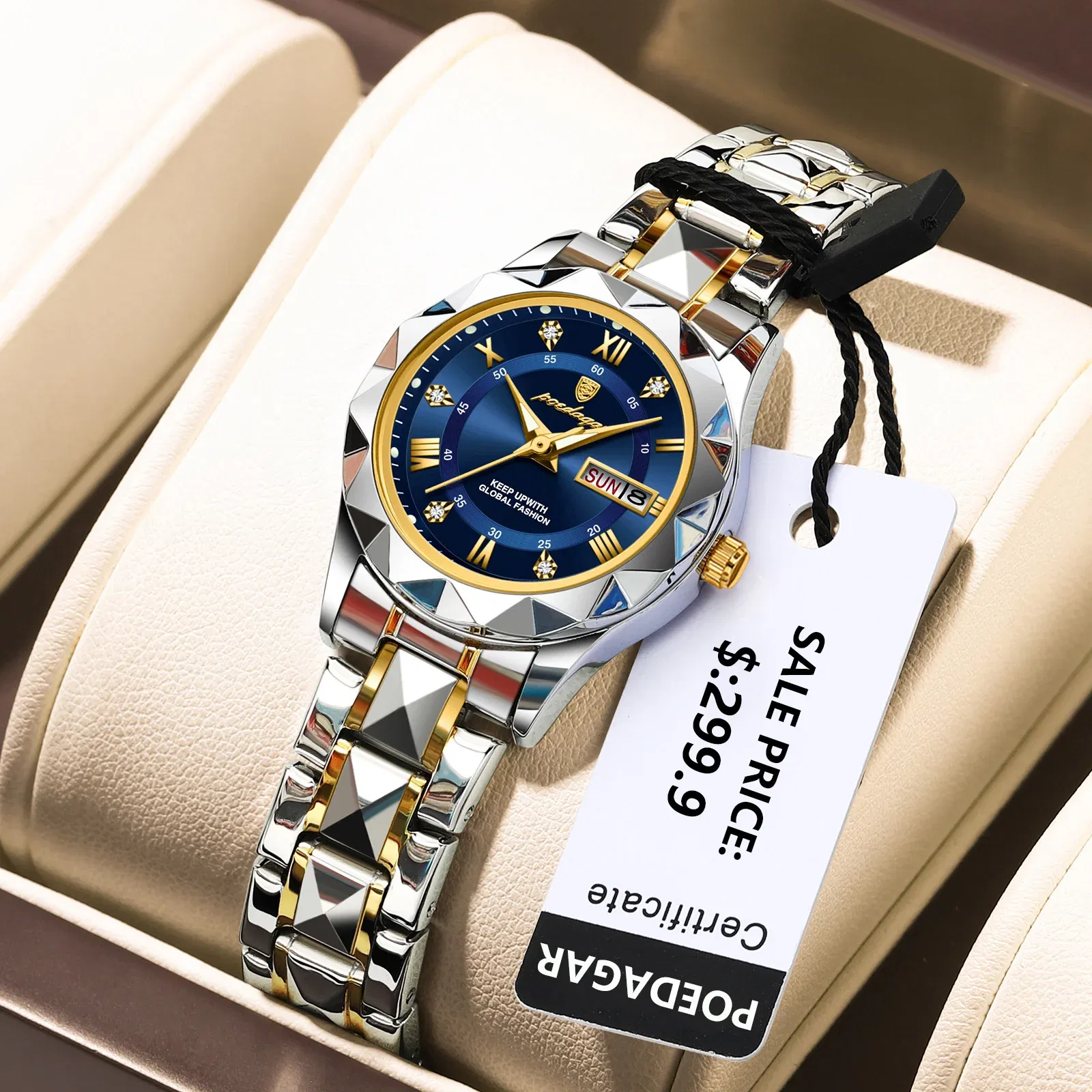 Color: Rose - POEDAGAR Luxury Ladies Dress Watch Luminous Waterproof Week Date Woman Wristwatch Stainless Steel Women Quartz Watches reloj+box