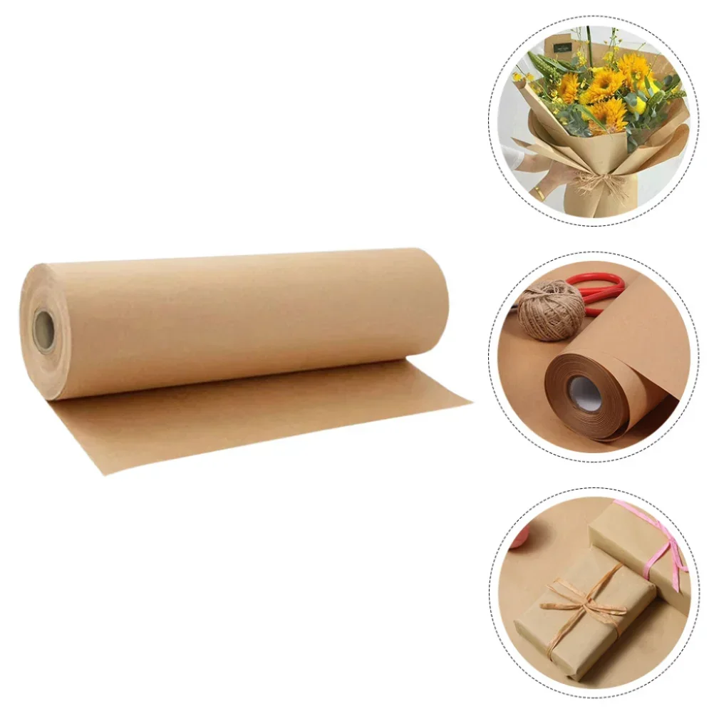 Color: Yellow - Brown kraft Paper Rolls, Gift Wrapping, Wrapping Paper, Shipping, Bulletin Boards, Crafts, DIY Making