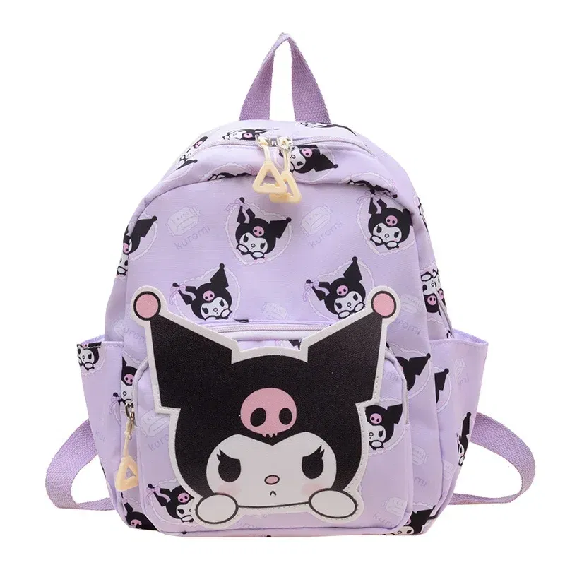 Color: Blue, Size: 16 inches - 2025 Anime Cartoon Kuromi Melody Cinnamoroll Backpack Boys Girls Cartoon Hello Kitty Kawaii Canvas Fashion Children's Schoolbag