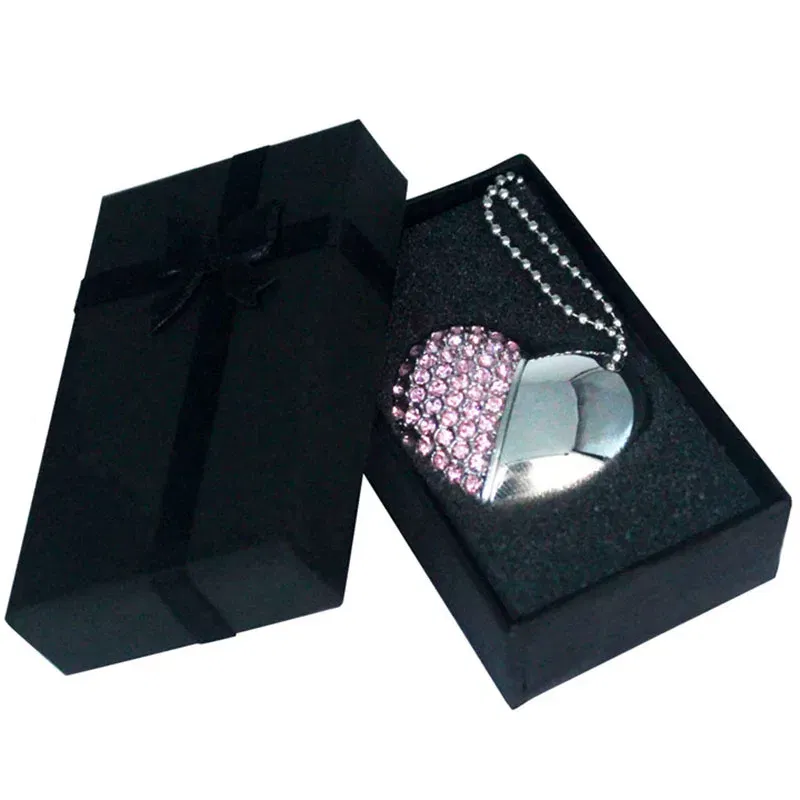 Color: Red, Capacity: 32GB - Metal Diamond USB Flash Drive 128GB Crystal Heart With Gift Box Pen Drive 64GB Creative Gifts Memory Stick Pendrive 32GB 16GB 8G