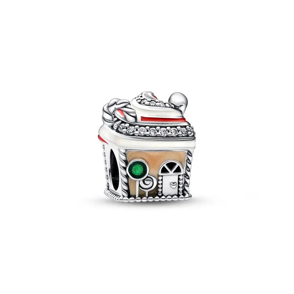 Gem Color: Pink - Pure Silver 925 Christmas Charm Fit DIY Pandora Bracelet Christmas Gift