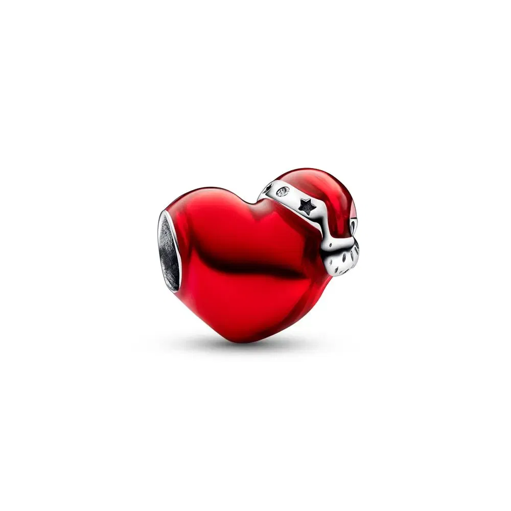 Gem Color: Pink - Pure Silver 925 Christmas Charm Fit DIY Pandora Bracelet Christmas Gift
