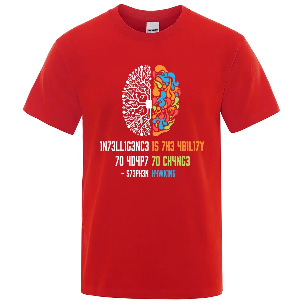 Color: black, Size: S - Intelligence Is The Ability To Adapt To Change Tops Men Women Shirt Loose Clothing Loose Cotton Oversize Tshirt Hip Hop Tops