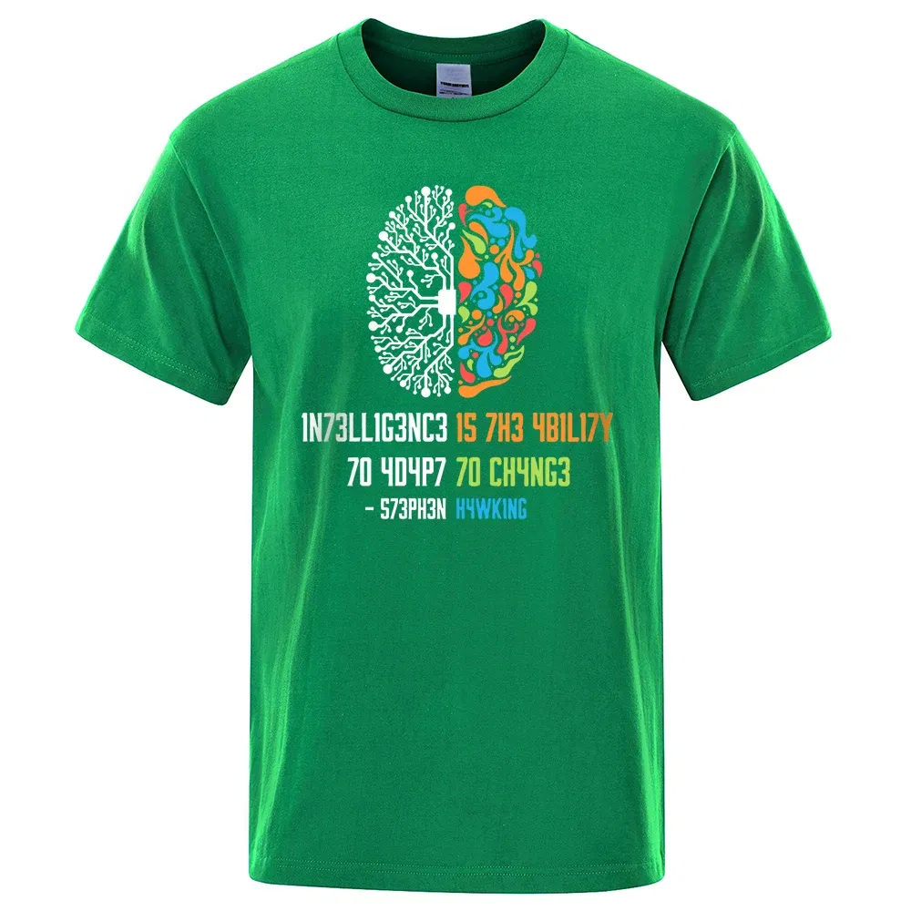 Color: black, Size: S - Intelligence Is The Ability To Adapt To Change Tops Men Women Shirt Loose Clothing Loose Cotton Oversize Tshirt Hip Hop Tops