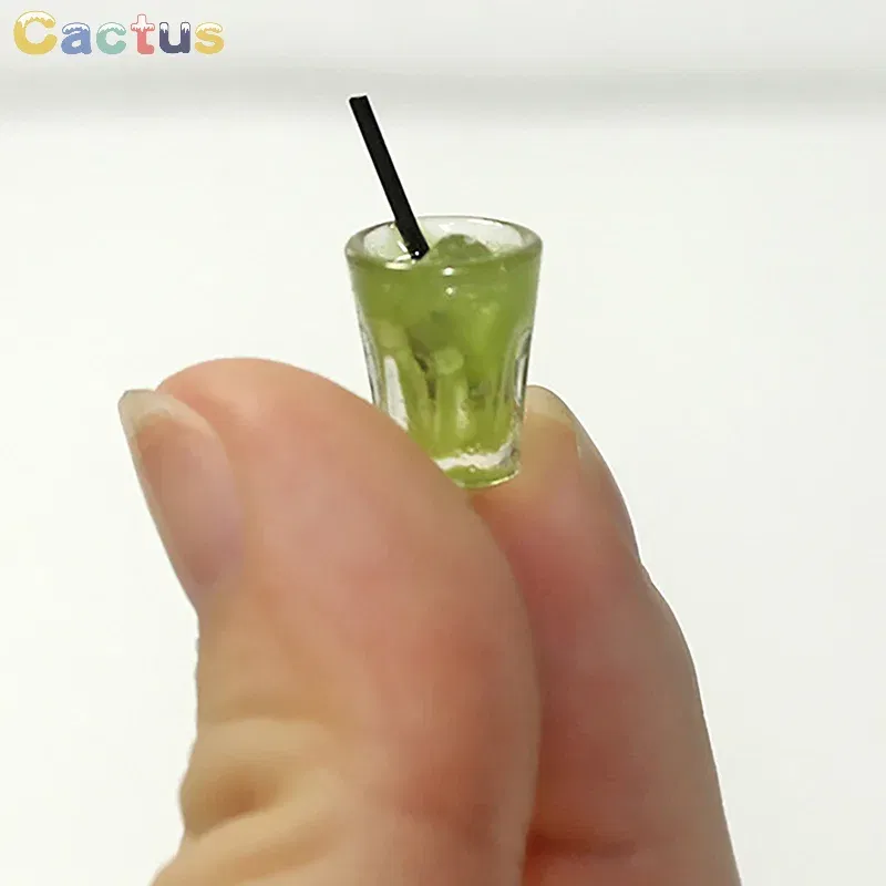 Color: Green - Miniature Toy Cocktail Drinks Doll Toys Dollhouse Accessories Miniature Items For 1:6/1:12 Doll House Kitchen Ornaments