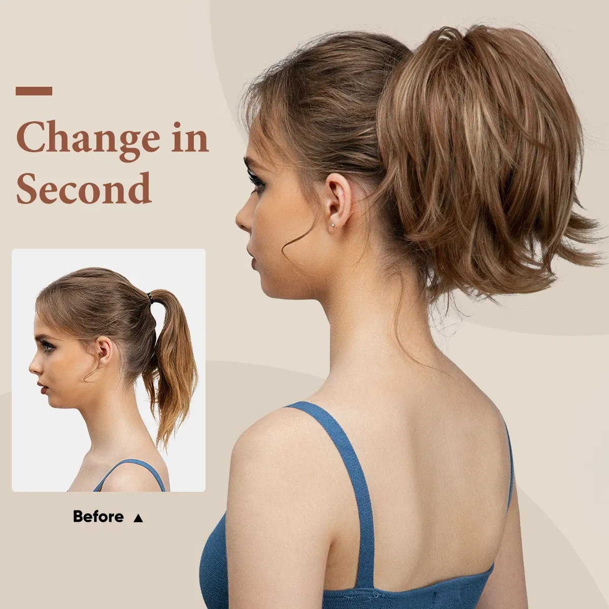 Color: T27/30/4, Bulk Buy: 1pc - Synthetic Claw Clip In Ponytail Hair Extensions Diy Hairpiece Hair Bun  Fake Blonde Hair False Pigtail for Women