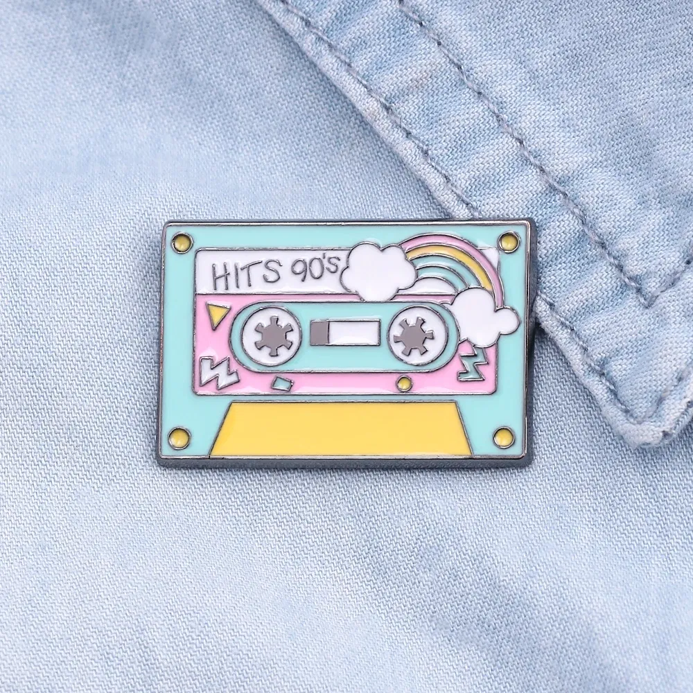 Punk Music Lovers Enamel Pin Good Vibes Tape DJ Rainbow Record Player Badge Brooch Lapel Pin Cool Gothic Jewelry Gift