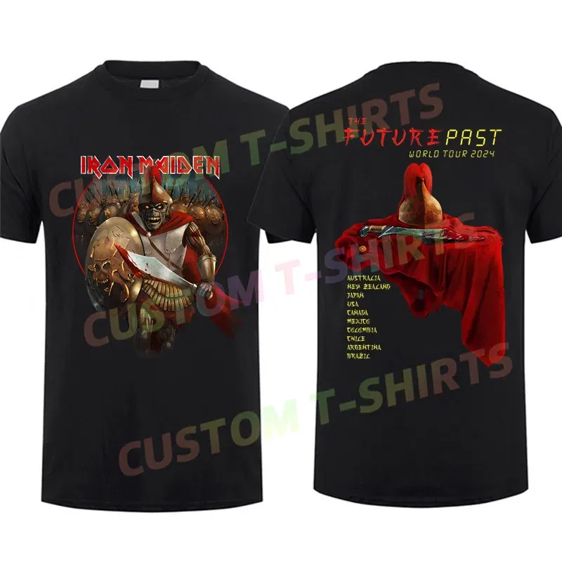 Color: SKY BLUE, Size: XXL - 2024 Men T Shirt Casual Iron The Future Past 2024 Tour Maidens T-shirt Graphic Summer Short Sleeves 100% Cotton S-3XL Cool Tee