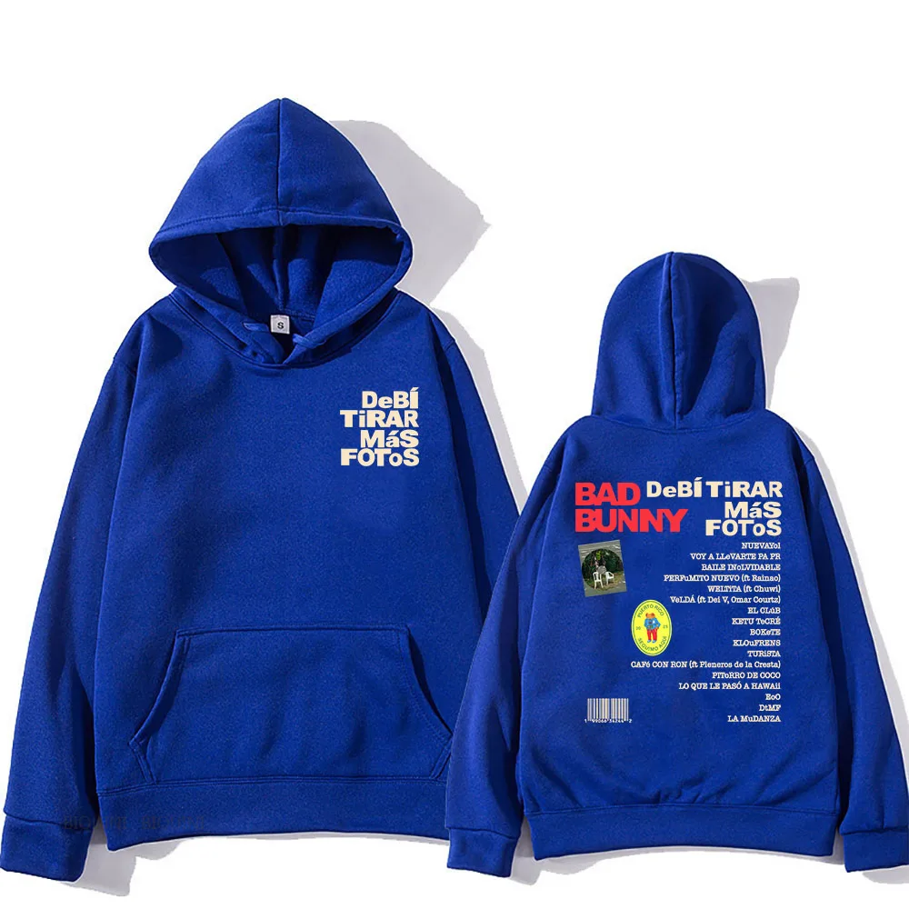 Color: MULTI, Size: M - Unisex Streetwear Bad Bunny DTMF Hoodies 2025 New Album Deb?­ Tirar Más Fotos Printing Sweatshirts Winter Comfortable Male Hoodie