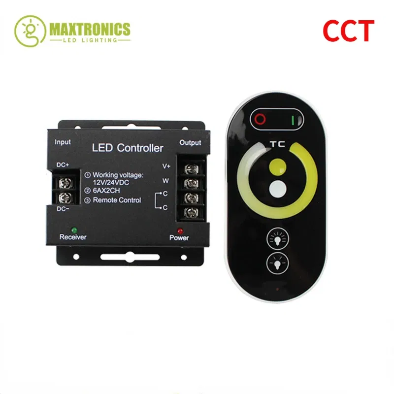 Color: light green - DC12-24V LED Strip Light RF Touch Remote Controller Dimmer 12A 18A for 3528 5050 SMD COB CCT RGB Tape Lights Adjust Brightness