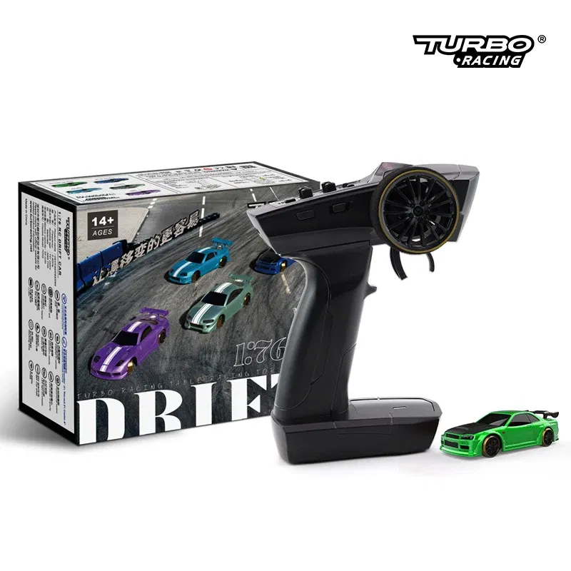 Color: black - TURBO RACING C61 C62 C63 C64 C74 1/76 MINI RC Electric Remote Control Model Car Drift Racing Adult Desktop Toys