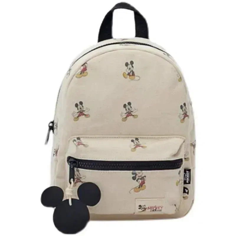 Color: GRAY - Disney New Mickey Cartoon Fashion Backpack Women's Minnie Canvas School Bag Boys and Girls Fashion Large Capacity Backpack